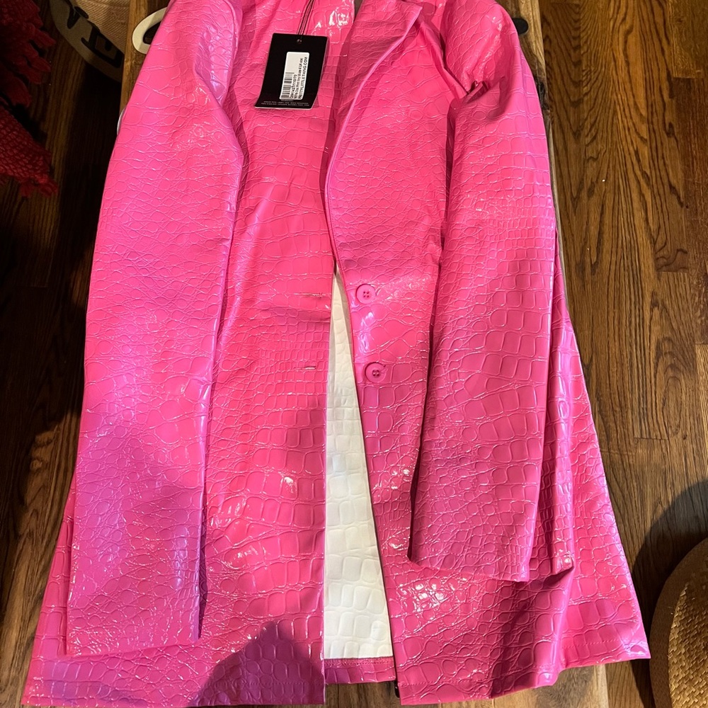 PLT Alligator Pink Trench Coat